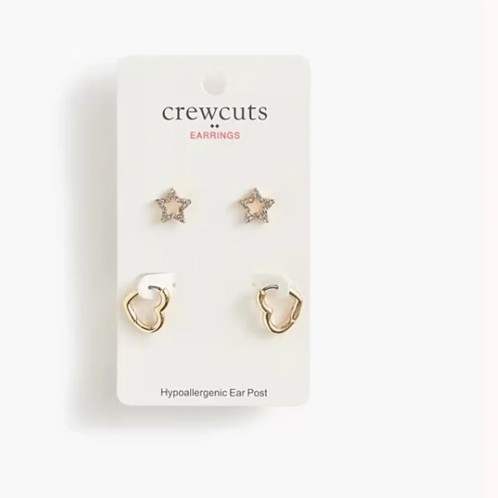 J crew Girls' heart earrings two-pack